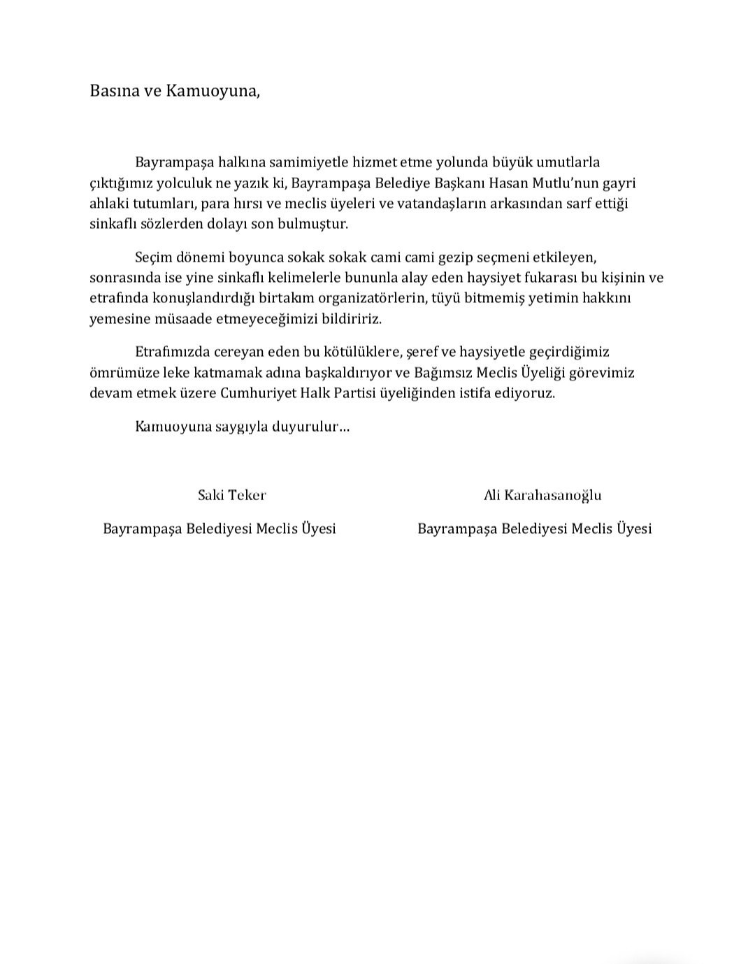 Bayrampaşa Belediyesi’ndeki iki üye CHP’den istifa etti
?v=1