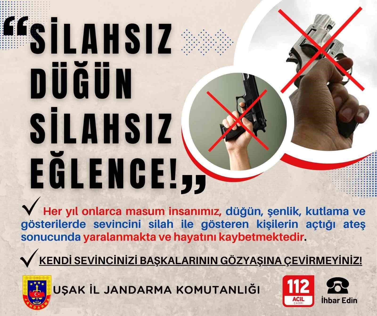 Uşak jandarmasından ’Silahsız düğün, silahsız eğlence’ uyarısı
?v=1