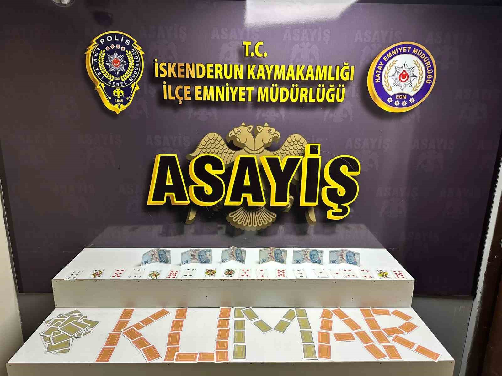 İskenderun’da kumar oynarken yakalanan 4 şahsa 36 bin 988 TL para cezası
