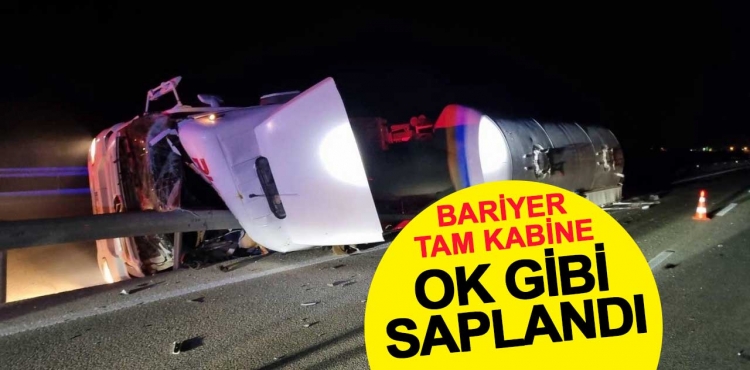 Akaryakıt Tankeri Kontrolden Çıktı, Bariyer Kabine Ok Gibi Saplandı?v=1