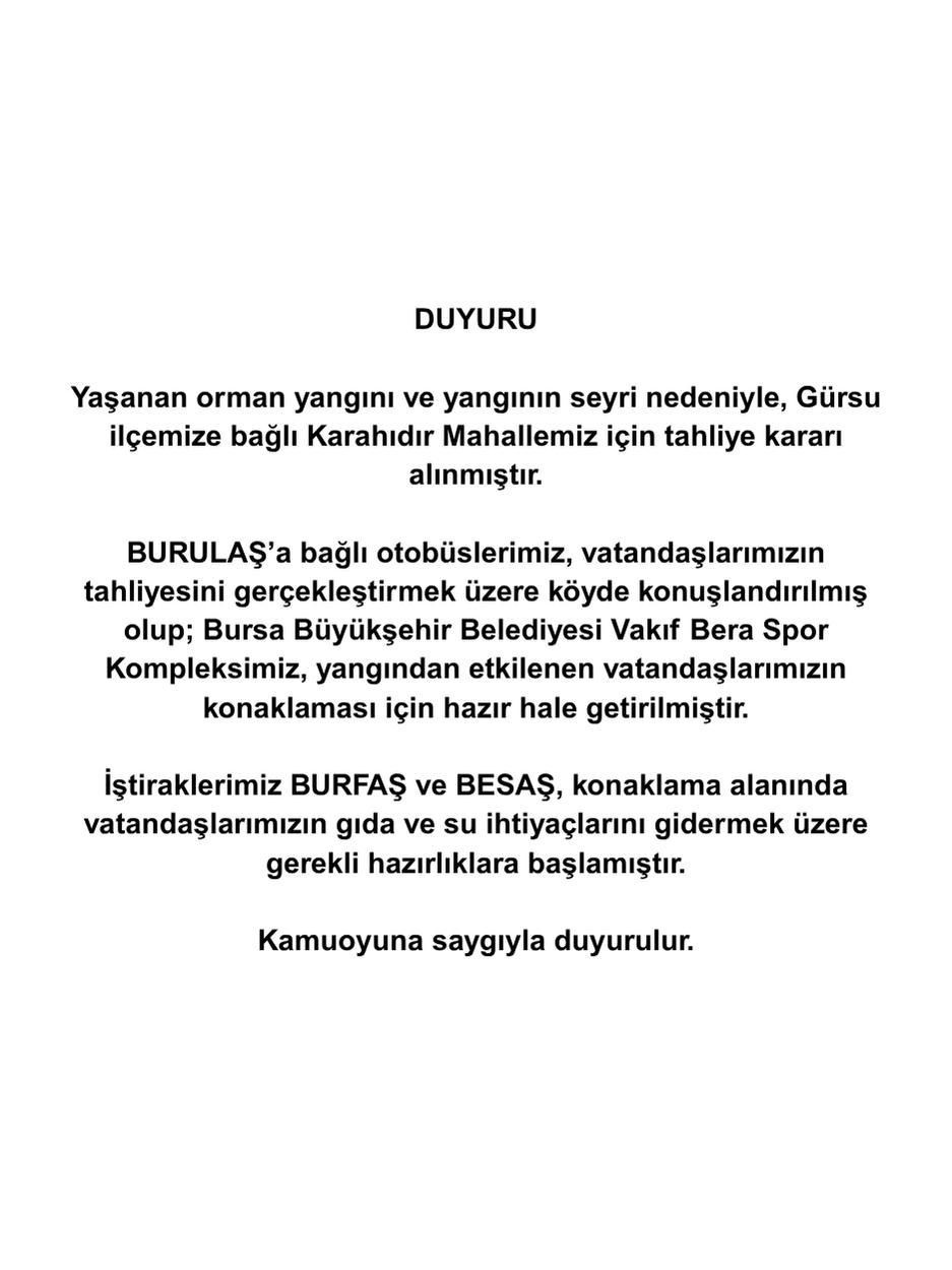 Bursa’da yangın sebebiyle Karahıdır Mahallesi boşaltılıyor
?v=1