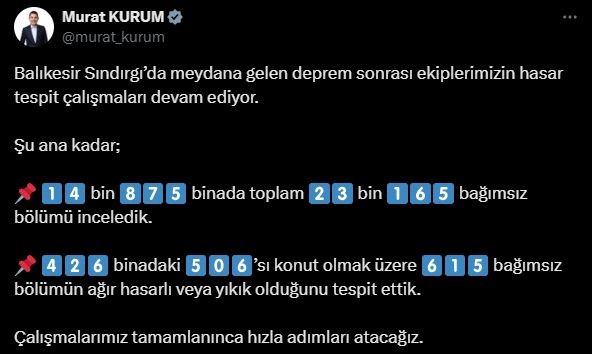 Sındırgı depremi sonrası hasar tespit çalışmaları devam ediyor
?v=1
