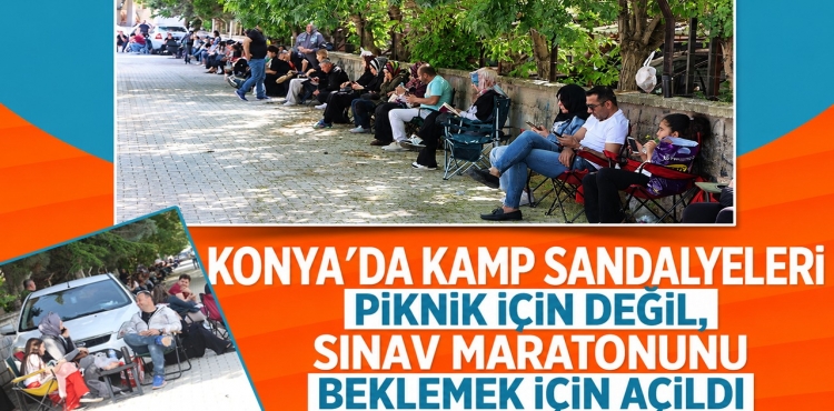 Konya'da Kamp Sandalyeleri Piknik İçin Değil, Sınav Maratonunu Beklemek İçin Açıldı